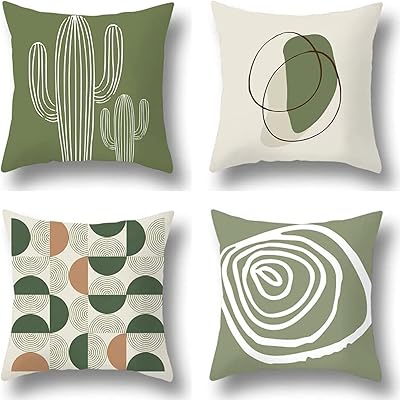 Ensemble de housses d'oreiller au design moderne vert 18x18 pouces mistyblue
