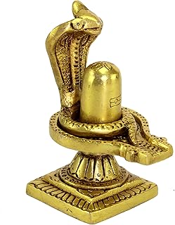 Statue shiva lingam esplanade en laiton avec sheshnag idol murti pour temple domestique