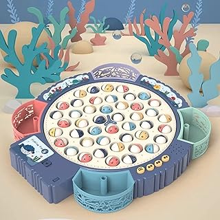 Ensemble de jouets de pêche magnétique avec 55 poissons, 4 bâtons et planche