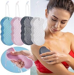 Éponge de bain exfoliante pour le corps ultra-douce 4 pièces d'éponge éponge éliminer