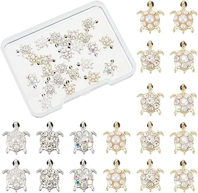 Olicraft 24 pièces 6 styles de garnitures en résine en forme de tortue