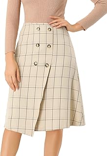 Jupe longue trapèze taille haute longueur genou pour femme, m