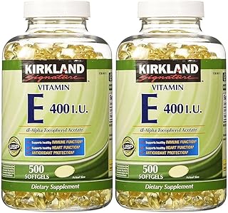 Kirkland signature vitamine e 400 ui 500 gélules (paquet de 2) (1 000