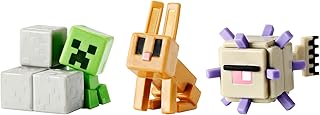 Pack de 3 figurines minecraft elder guardian, creeper et lapin