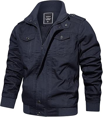 Veste militaire pour hommes, manteau cargo décontracté en coton léger à col montant