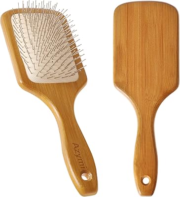 Grande brosse à cheveux, peigne de massage à coussin d'air, bambou naturel