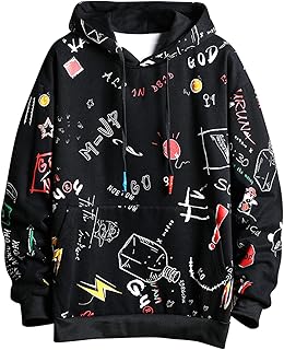 Sweat à capuche imprimé graffiti goronvani pour hommes, survêtement hip hop décontracté à