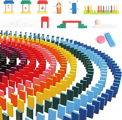 Jeu de dominos en bois pour enfants composé de 1000 pièces en 10