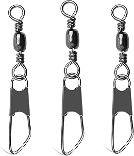 Crochet pivotant de pêche cylindrique en silanon avec clip de sécurité - 150 cannes à haute résistance avec hameçon de pêche durable (noir/or). Diaytar Sénégal : Qualité garantie, prix imbattables, livraison rapide