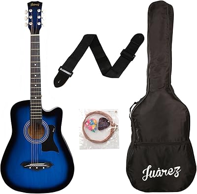 Ensemble de guitare acoustique juarez lindenwood 38 pouces, 38 flûtes avec étui, cordes