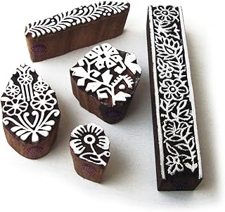 Blocs de bordures et motifs floraux en bois faits à la main à