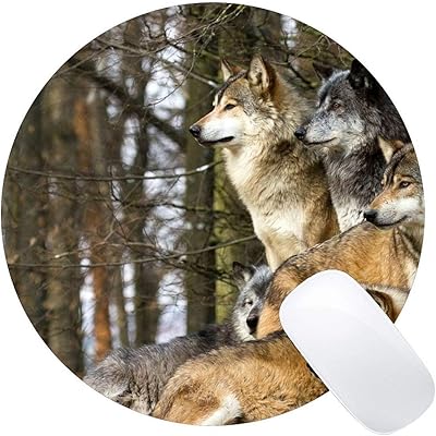 Tapis de souris rond, tapis de souris wolf pour ordinateur portable 230 mm