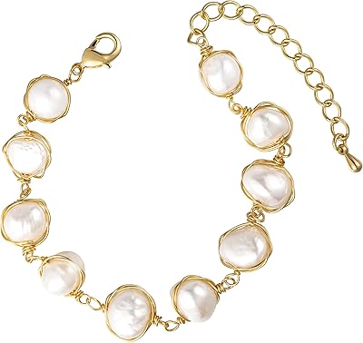 Bracelet de perles chaîne baroque vent de culture buscemi or 14 carats travail