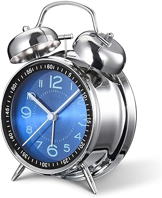 Réveil fort pour adultes dormeurs lourds, quartz rétro silencieux sans tic-tac de 4