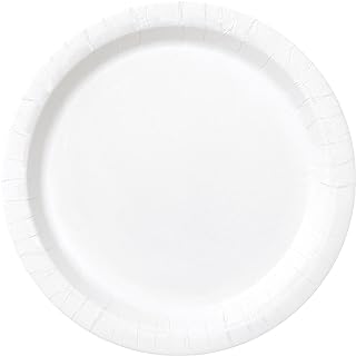Assiette ronde unique 20 pièces, taille 7 pouces, blanc brillant