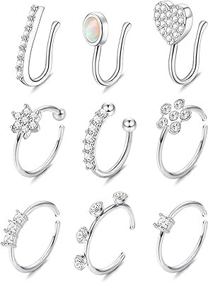 Faux anneau de nez en acier inoxydable, faux piercing de nez, bijoux à