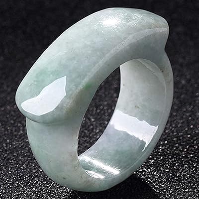 Bagues en jade teint pour femme, bague avec pierres précieuses blanches (23 mm)