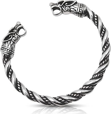 Bracelet viking pour hommes - bijoux païens - anneaux de bras tête de loup du dieu nordique odin, taille unique, métal, métal. Commandez en toute confiance sur Diaytar, votre marketplace de confiance