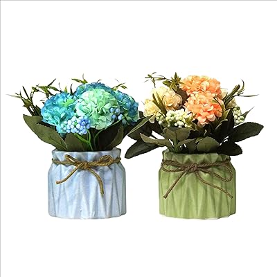 Ewanto 2 pièces fausses fleurs artificielles avec vase en céramique et support