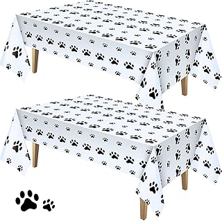 Nappe en plastique à imprimé patte de chiot couverture de table jetable au