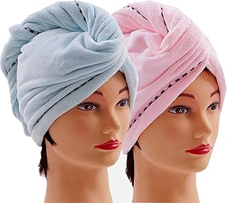 Serviette à cheveux magique en microfibre séchage rapide serviette enveloppante avec bouton rapide