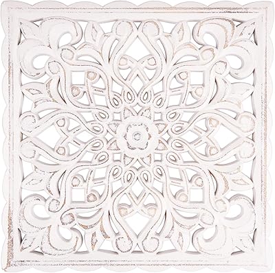 Décoration murale, plaque murale sculptée en bois mdf blanc pour chambre à coucher