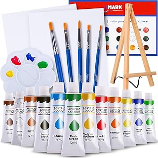 Ensemble de peinture j mark, 22 pièces sur toile acrylique avec chevalet