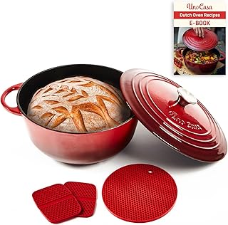 Four hollandais en fonte émaillée uno casa avec couvercle - marmite émaillée de 6 litres, faitout émaillé naturellement antiadhésif avec poignées et tapis en silicone. Diaytar : La révolution discount est en marche