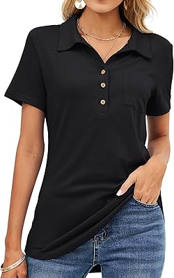T-shirt polo à manches courtes et col en v pour femme, col boutonné décontracté avec poche pour le travail et le bureau – Photo produit Dakar Sénégal – Livraison rapide T-shirt polo à manches courtes et col en v pour femme, col boutonné décontracté avec poche pour le travail et le bureau. Commandez malin, vivez mieux avec Diaytar