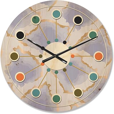 Horloge murale moderne en bois du milieu du siècle designq 'or pastel