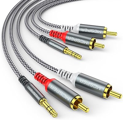 Paquet de 2 câbles rca vers aux 3,5 mm, (6,6 pieds) 3,5 mm