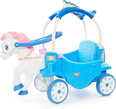 Jouet à chevaucher cheval et calèche little tikes princess, bleu neige