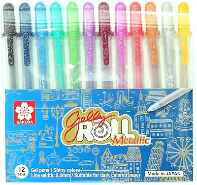Stylos à encre gel métallique sakura jelly roll ensemble de 12