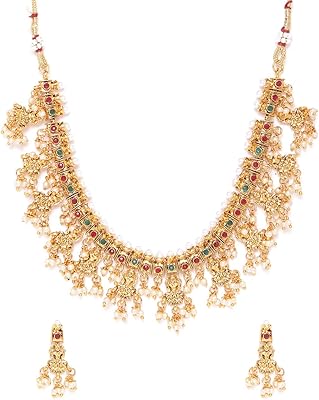 Ensemble de bijoux de temple pour femmes avec perles zafiri (or) (zpfk9637)