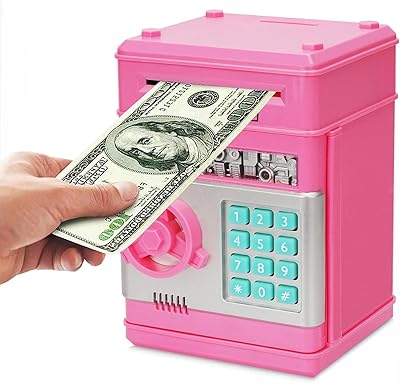 Adevina petite tirelire électronique avec mot de passe de atm, tirelire pour enfants avec un design de dessin animé sûr, parfaite comme cadeau pour garçons et filles (rose). Diaytar : Quand qualité rime avec économie