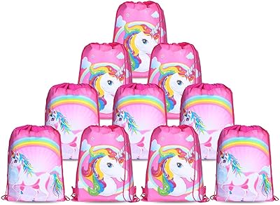 10 pièces/ensemble de sacs licorne pour fournitures de fête licorne, sac à dos