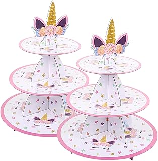 2 ensembles de supports à gâteaux sirène à 3 niveaux, fournitures de fête