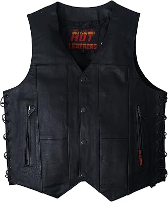 Veste en cuir à dix poches hot leathers pour homme (noir, xl)