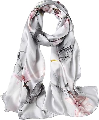 Écharpe en soie de mûrier pour femme, longue écharpe en satin à imprimé