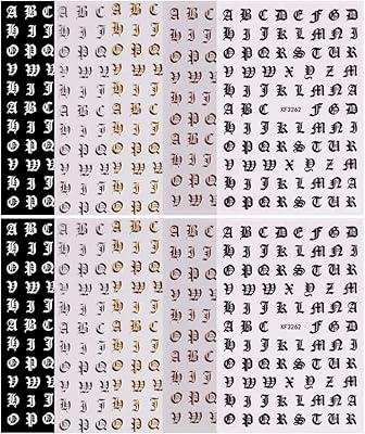 Uonlytech 10 feuilles d'autocollants pour ongles avec lettres anglaises abstraites autocollants délicats pour filles et dames. Diaytar : Parce que bien acheter, c'est économiser