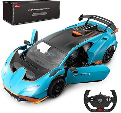 Voiture télécommandée rastar lamborghini 1-14 huracan sto voiture jouet bleue 24 ghz
