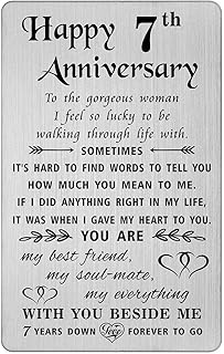 Cartes cadeaux tanwih 7 ans pour femme, cartes joyeux 7ème anniversaire de mariage