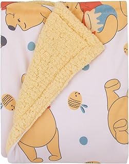 Couverture pour bébé sherpa super douce disney winnie l'ourson jaune orange et blanc