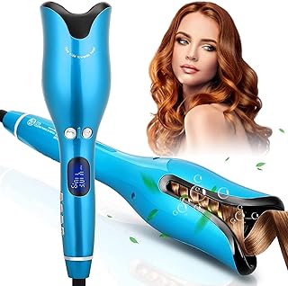 Bigoudi automatique, bigoudi électrique outil de coiffure en spirale pour cheveux longs (bleu)