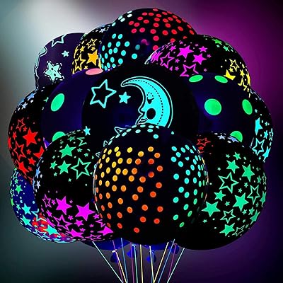 Ballons de fête lumineux au néon à lumière noire, 80 pièces ballons
