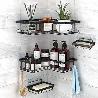 Support de douche d'angle avec porte-savon, coin organisateur de douche en acier inoxydable