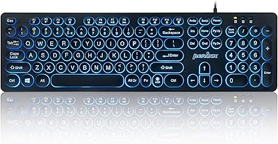 Clavier usb filaire rétroéclairé perex de berryboard-317r - grandes lettres - éclairage led