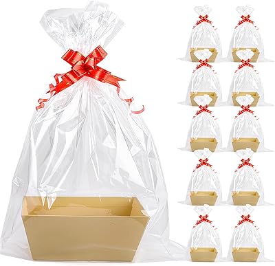 Aoibrloy lot de 10 paniers cadeaux vides en papier kraft épais avec doubles