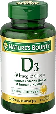 Vitamine d nature's bounty, soutien immunitaire, 2000 ui, gélules, 350 ct