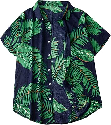 Chemise de plage aloha à manches courtes et col hawaïen en coton
